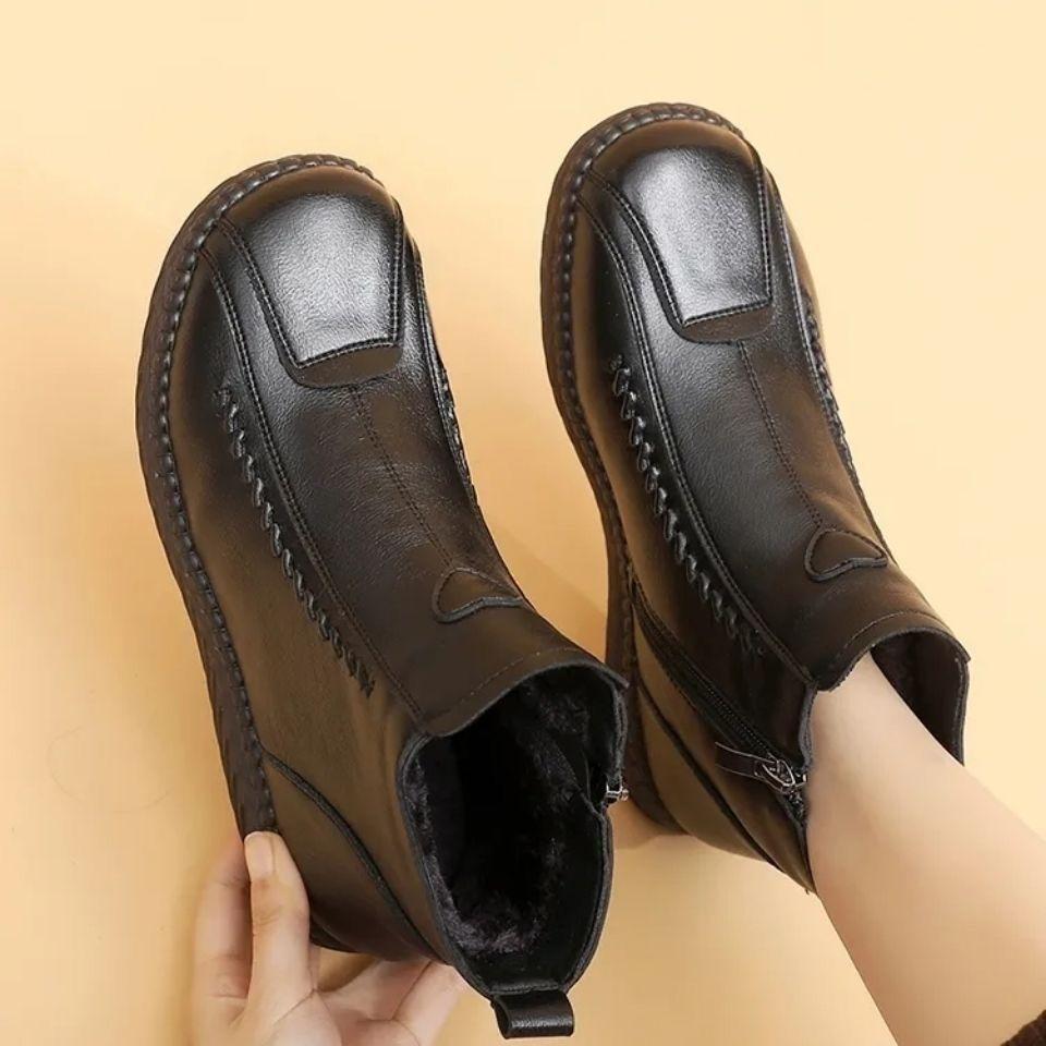 

Зимняя женская обувь, хлопковая обувь, толстый бархат, плоская подошва, нескользящая, теплая женская обувь, короткие ботинки EU38/CN39