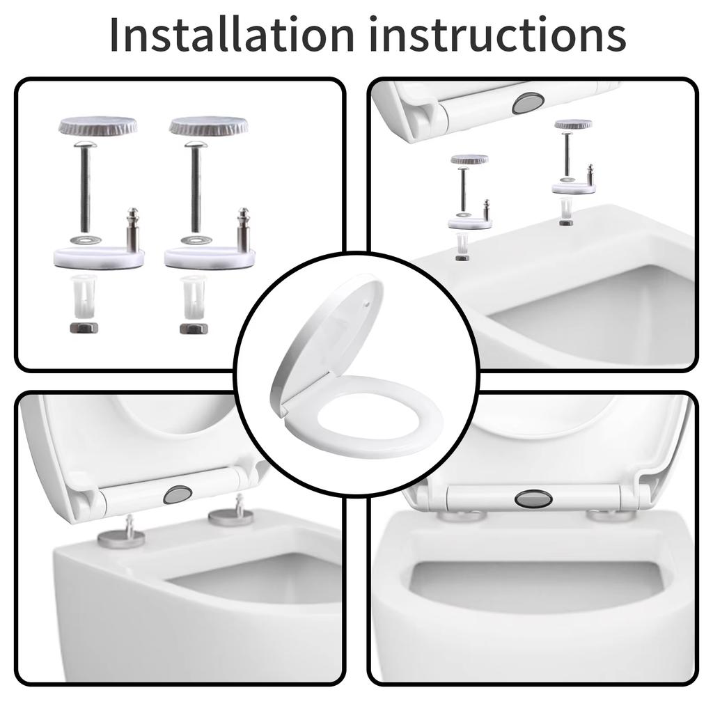 Bidet Toilet Seat Lid Quiet-Close Heavy Duty Slow Close Bowl Seats Quick Release Easy Cleaning Removable Cover Pad O/U-shape