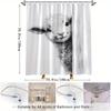 Adorable Lamb Shower Curtain - Cute Fluffy Sheep Peeking, Monochrome Style, Washable Polyester, Bathroom or Garden Decor