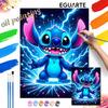 Stitch Neon Lightning Oil Paint by Numbers Painting Kit Hand Painted Home Decor Gift