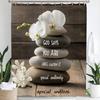 Zen Stone With Lotus Reflection In Water Shower Curtain, Bathroom Decorative Shower Curtain, Home Flowers Curtain With Hooks