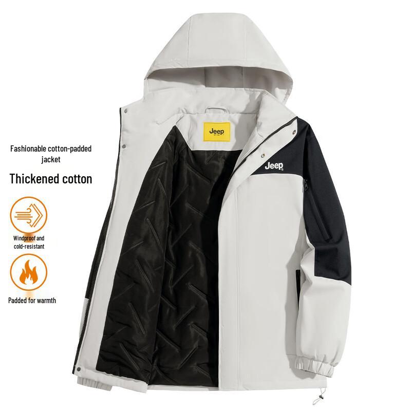 JEEP Men s Winter Color-Blocked Hooded Cotton Jacket M