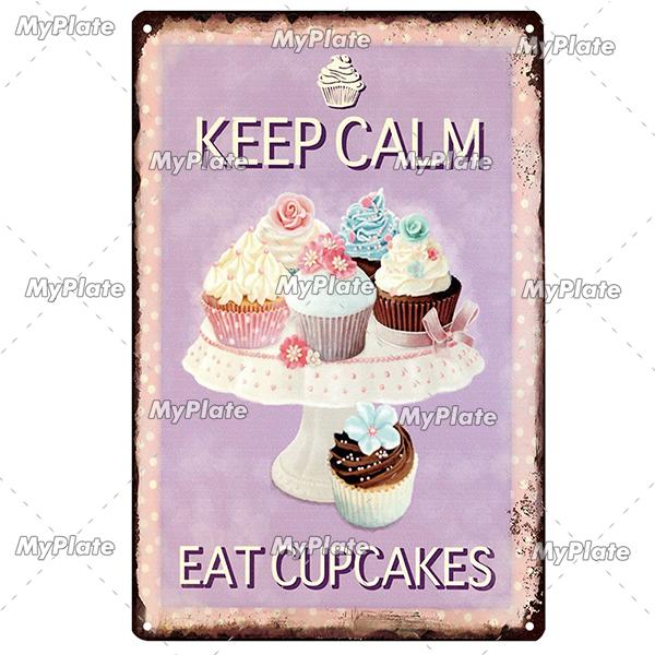 Cake Metal Sign Plaque Metal Vintage Food Tin Sign Wall Decor for Kitchen Cafe Diner Bar Cupcake Metal Signs