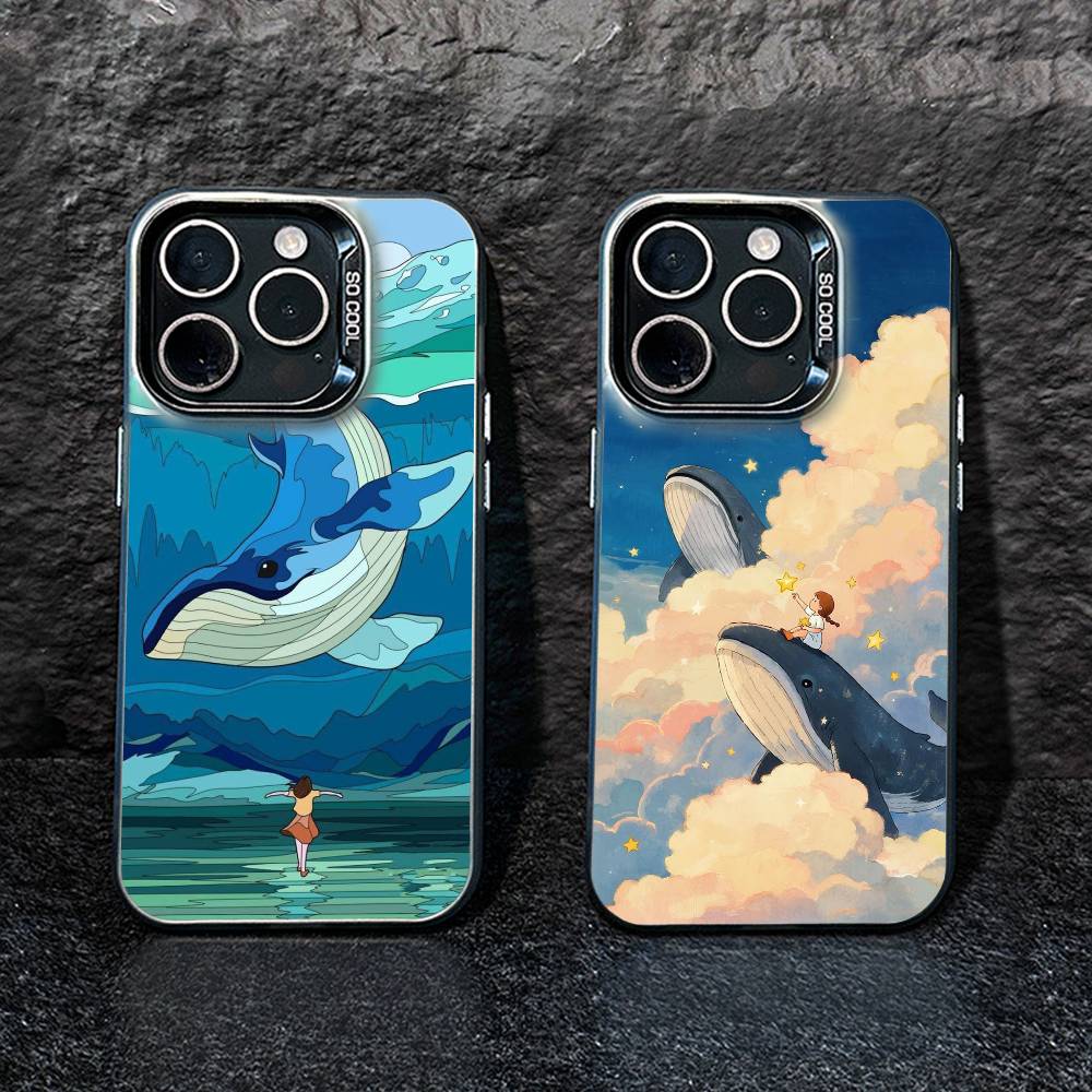 Whale Fall-Art Phone Case For iPhone 17,16,15,14,13,12,Pro MAX Black Matte Shockproof Cover