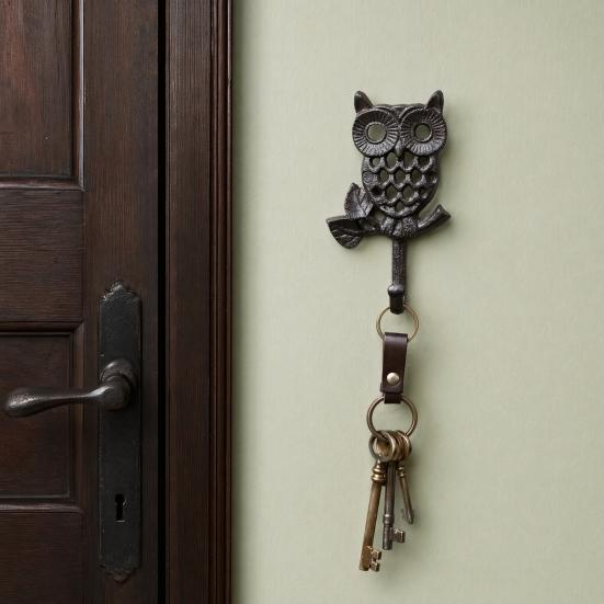 Owl Hook Cast Iron Rust-Proof Vintage Style Wall Art French Country Hanging Hook