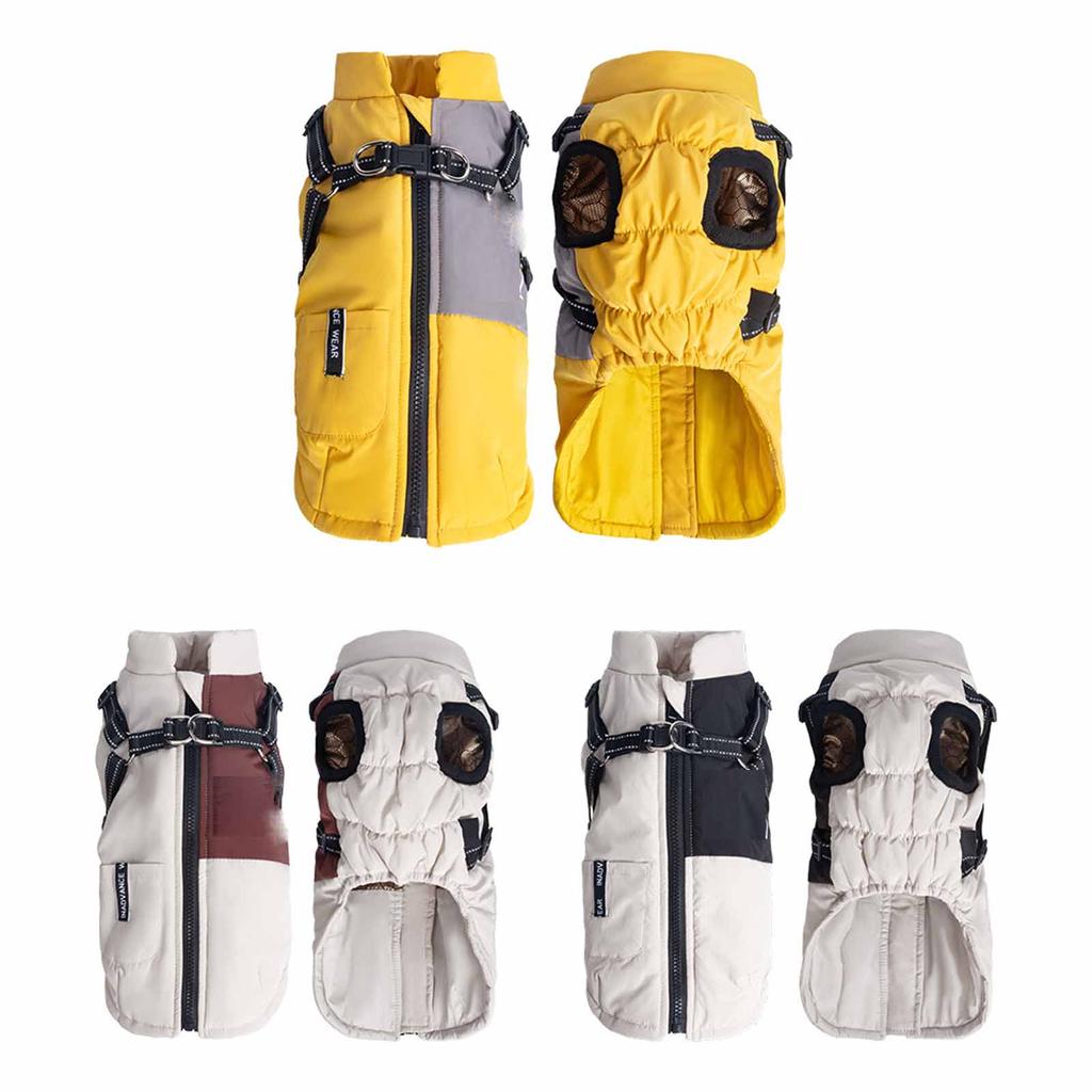 Warm Cotton-Padded Dog Clothes, Windproof Winter Jacket with Traction Hole, Comfortable Outfit for Large and Small Dogs