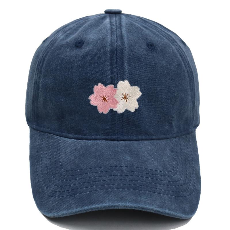 Flower Embroidery 100% Cotton Washed Cherry Blossom Cowboy Hat Summer Hat Luxury Man Hat Golf Designer Golf Women Men'S Dad Hats