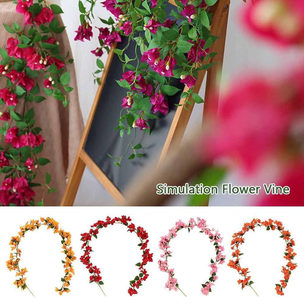Multicolor Bougainvillea Artificial Flower Vine Green Leaves Hanging Decoration Simulation Flower Vine DIY Photo Props