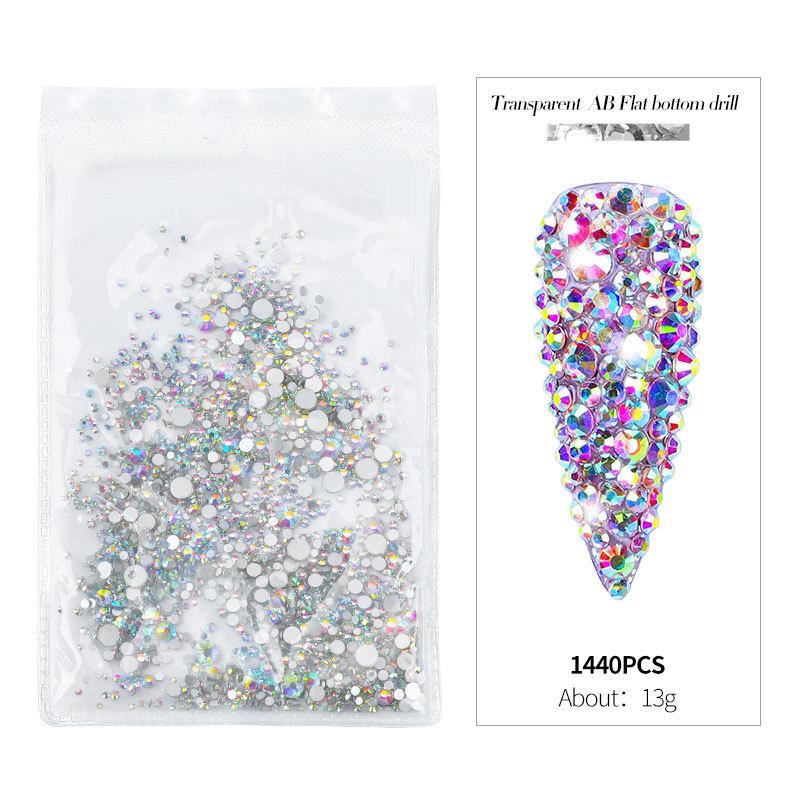 1440Pcs Flatback Crystal AB Rhinestones In Bulk Package SS3-SS20 Clear AB Strass for Nail Art