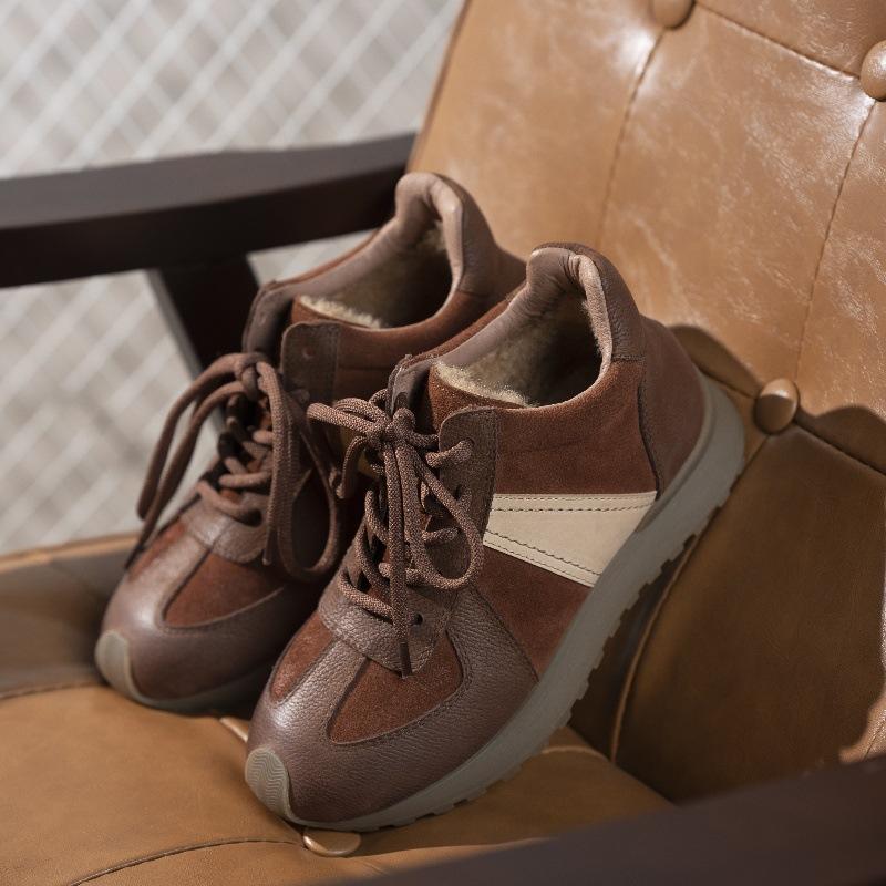 

Leather German training shoes women s velvet thermal casual shoes high-top first-layer cowhide shoes women s new sports shoes 40