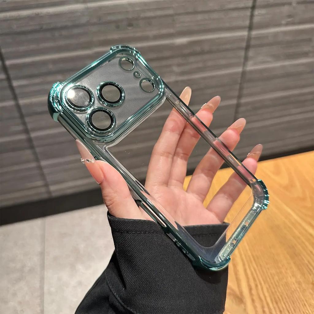 Luxury Plating Clear Shockproof Phone Case For iPhone 17 Air 17 Pro 16 15 14 13 12 11 17Pro Max Plus Anti-drop Bumper Cover