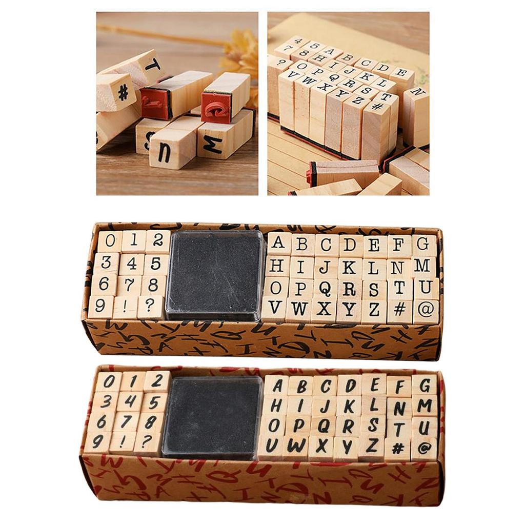 40x Wooden Alphabet Number Rubber Stamps Art Crafts Card Making Painting