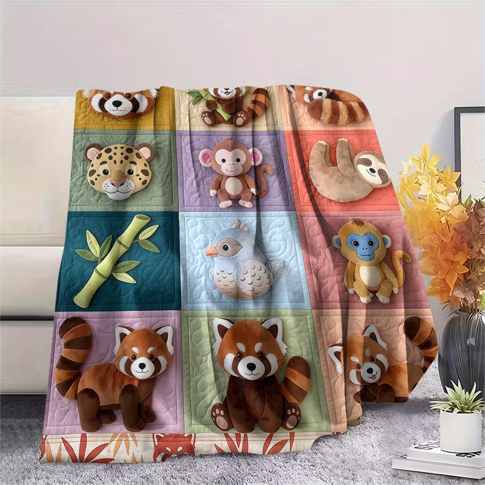 Fabric animal spaceship Print Flannel Blanket High quality Comfortable for All Seasons Home Decor Warmth and Comfort Perfect for Christmas Gifts