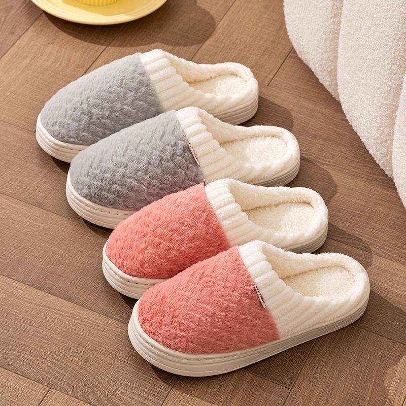 Cotton slippers autumn and winter outdoor home couple warm plush thickened fluffy slippers shoes