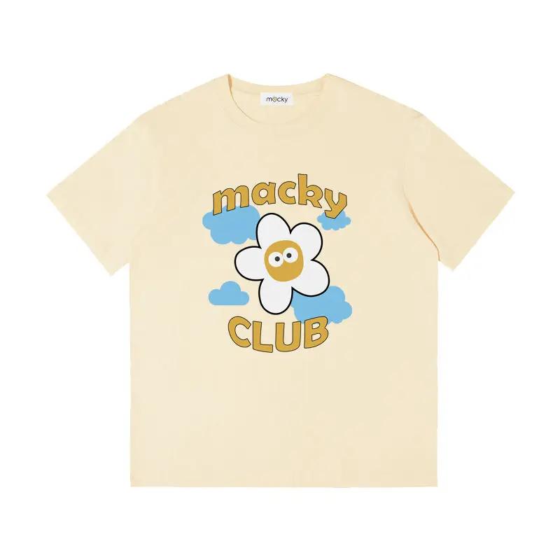 Korean High-quality MACKY Golf 24 Women's Letter-printed Flower Short-sleeved T-shirt Printed Crew-neck Top Graphic T Shirts