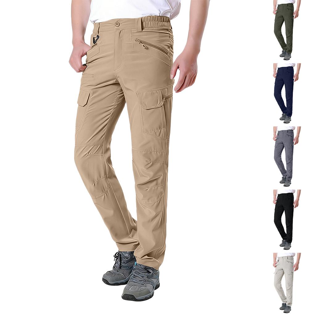 Men's Outdoor Lightweight Cargo Pants with Multi Pockets Quick Dry Fabric Straight Leg Design for Hiking Travel Work
