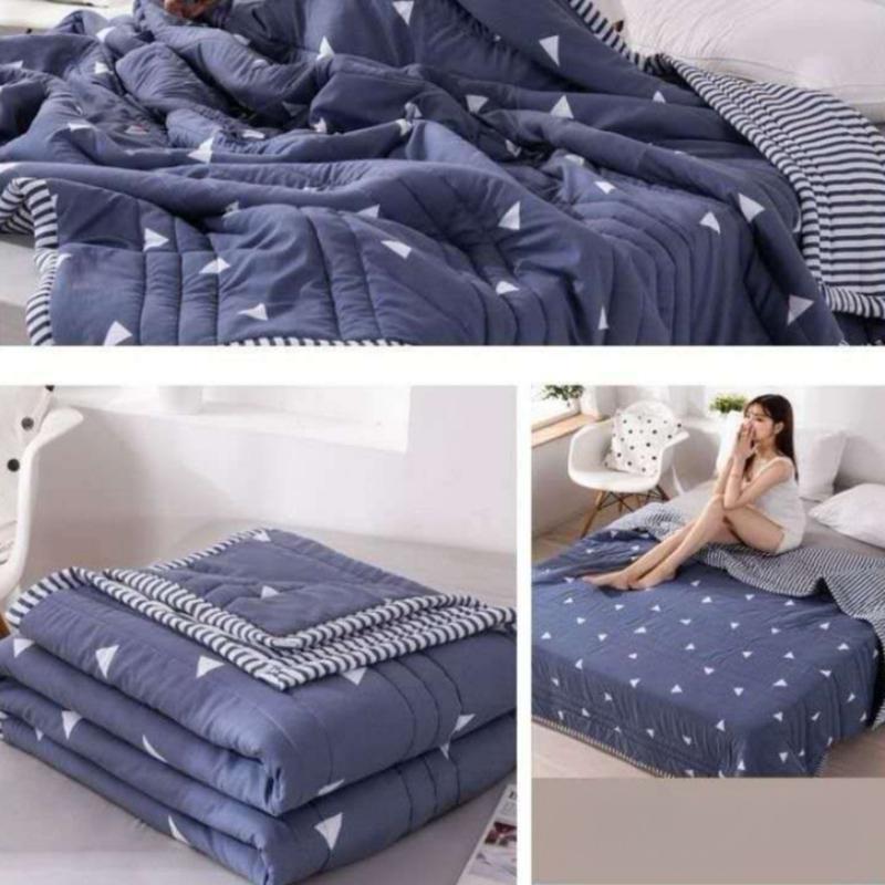 Washed Cotton Summer Quilt with Printed Thin Quilt, Lightweight, Breathable and Skin Friendly Bedding Air Conditioning Quilt Core, Summer Cool Quilt