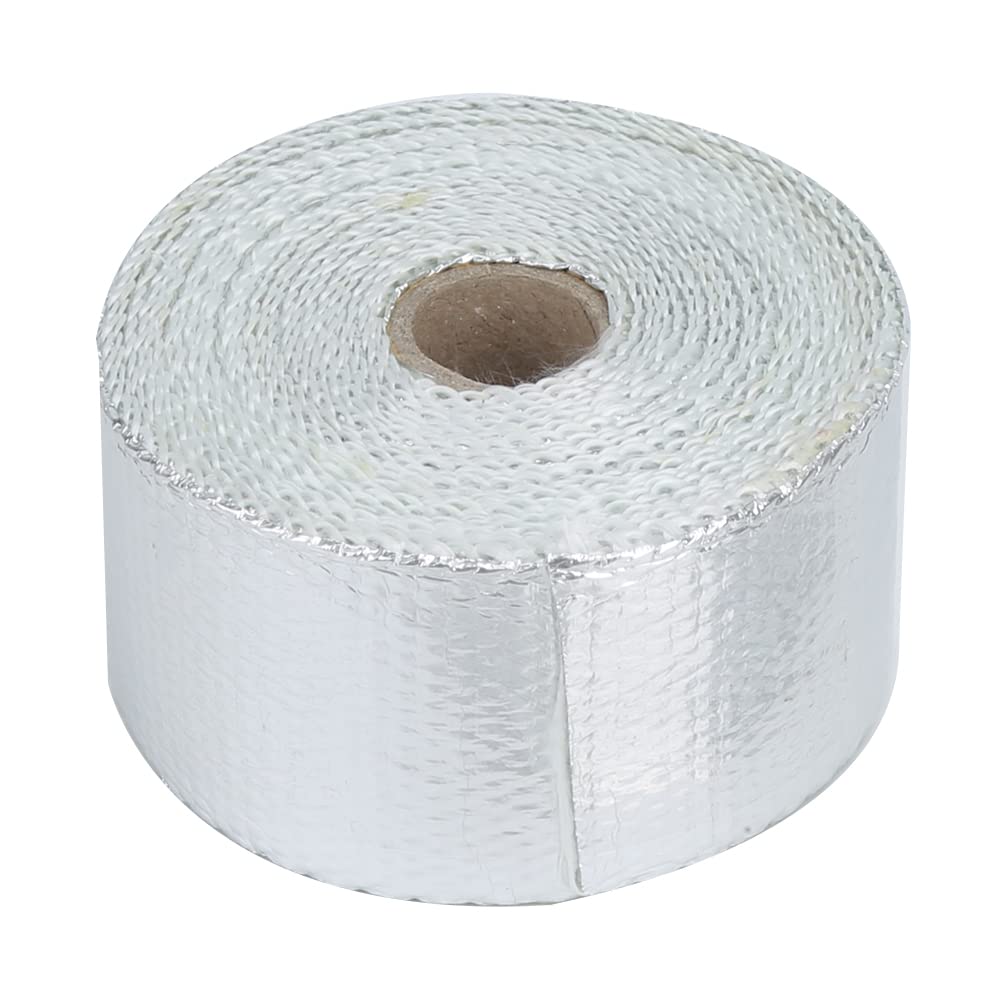 Atyhao 5cm X 5M Glass Cloth Tape Heat Resistant Thermovantage Adhesive Insulation Silver Muffler Pipe Engine Room