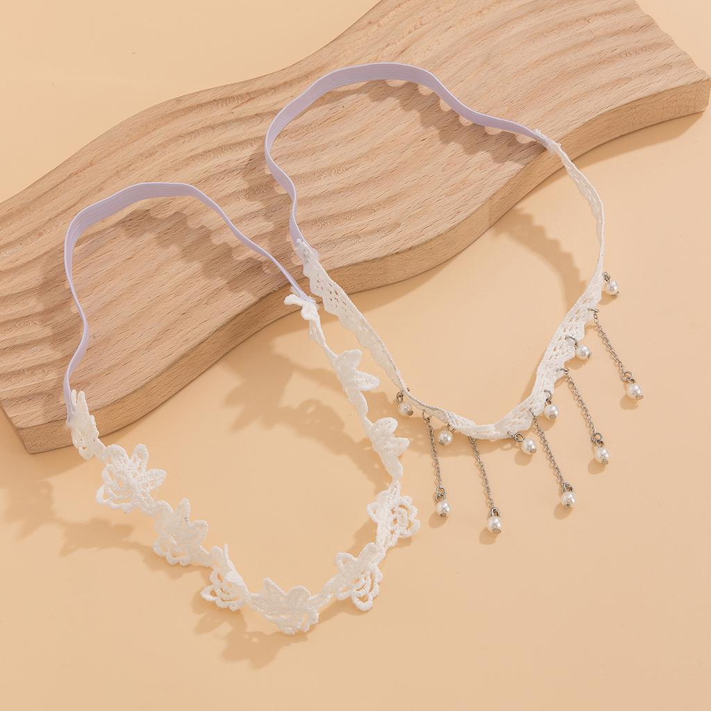 IngeSight.Z Charming Sexy White Lace Leg Chain Thigh Woman Trendy Imitation Pearl Tassels Charm Leg Strap Body Accessories