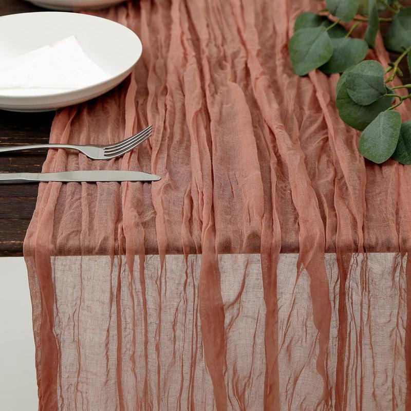 Pink Ruffled Voile Table Runner for Weddings & Parties, Sweet Kindergarten & Salon Decor
