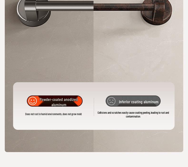 No-Drill Suction Cup Towel Rack: Wall-Mounted Bathroom Organizer with Single/Double Bars.