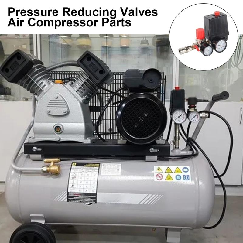 Air Compressor Pressure Switches Control Valves 90-120PSI 220V Replacement Part With Gauges Pressure Relief Valves