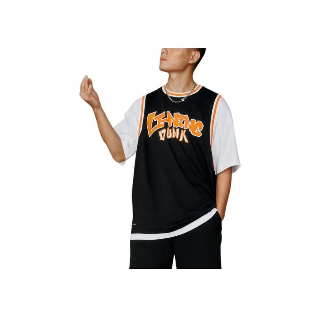 Li-Ning Sports Life Series Color Block Crew Neck T-Shirt Unisex Tops Black AHST573-1