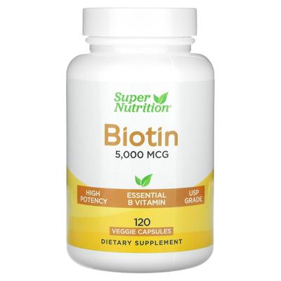Biotin, 5,000 Mcg, 120 Veggie Capsules