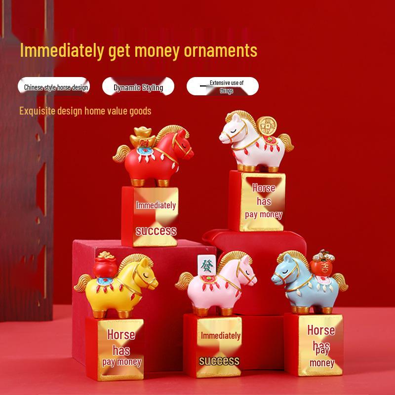 2026 Zodiac Horse Figurine: Get Rich New Year Ornament for Home or Office Display