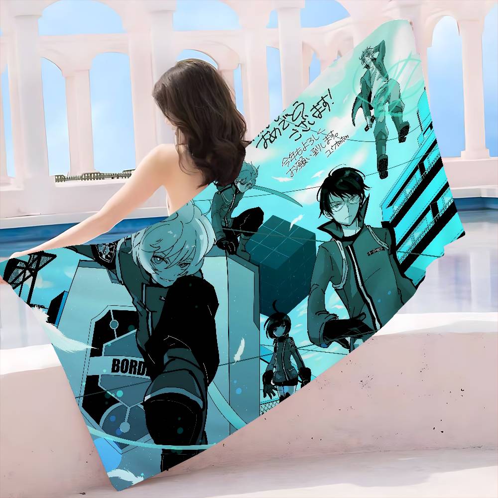 Anime Cartoon World Trigger Microfiber Printed Beach Towel Mountain Climbing Yoga Beach Swimming Running Absorbent Soft Towel