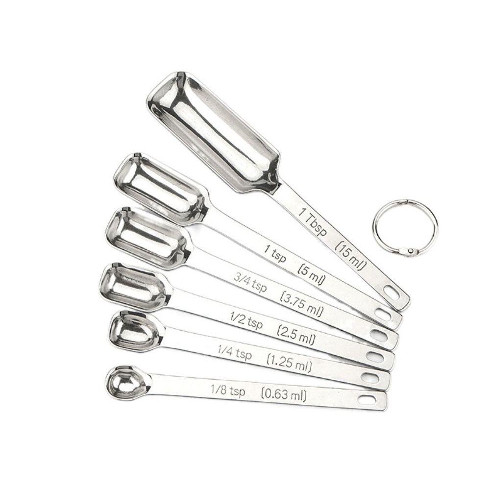6pcs Long Handle Graduated Spoon with Scale Baking Spoon Household Coffee Scoop  Bar