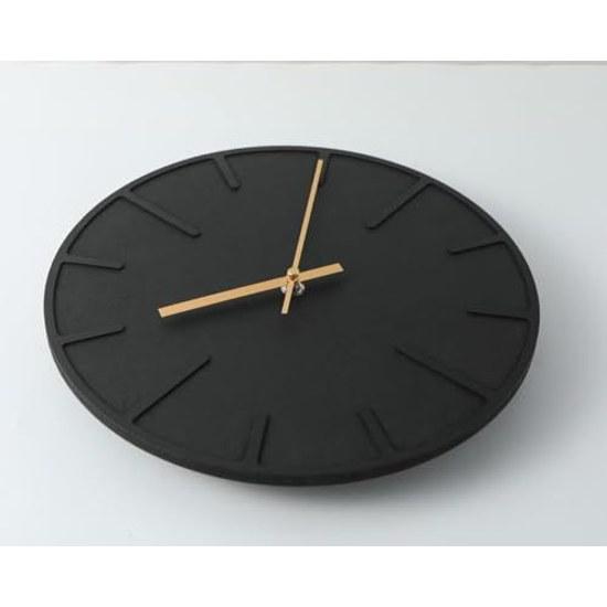 Nbdeal Wall Clock Radio-Controlled Silent Wooden Dial Analog Diameter 30cm Black DMZ-9573