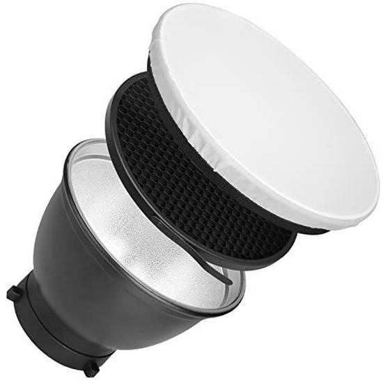 Universal Bowens Mount Reflector & Honeycomb Grid Film Flash Diffuser Set