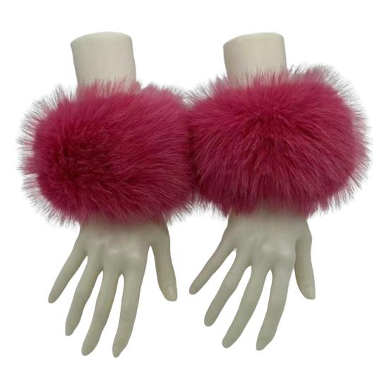 1 Pair Faux Fur Wrist Warmers Fluffy Women Plush Sleeve Cuffs Windproof Thermal Accessory for Jackets Sweaters