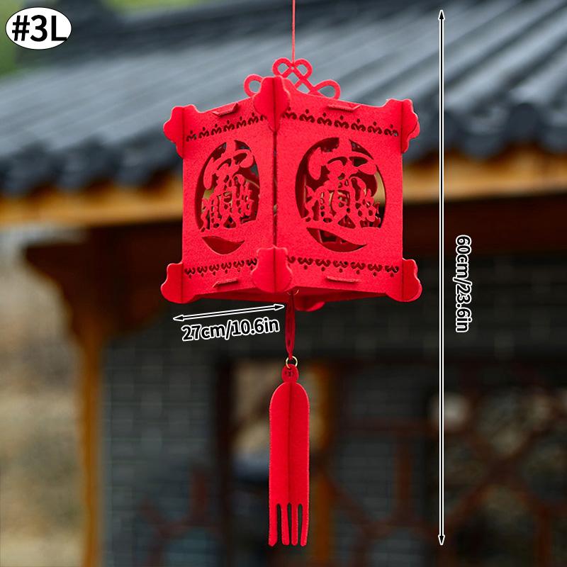 Red Chinese Lanterns Spring Festival Paper/Felt Lantern Chinese New Year Decorations Door Wall Decor Wedding Party Supplies