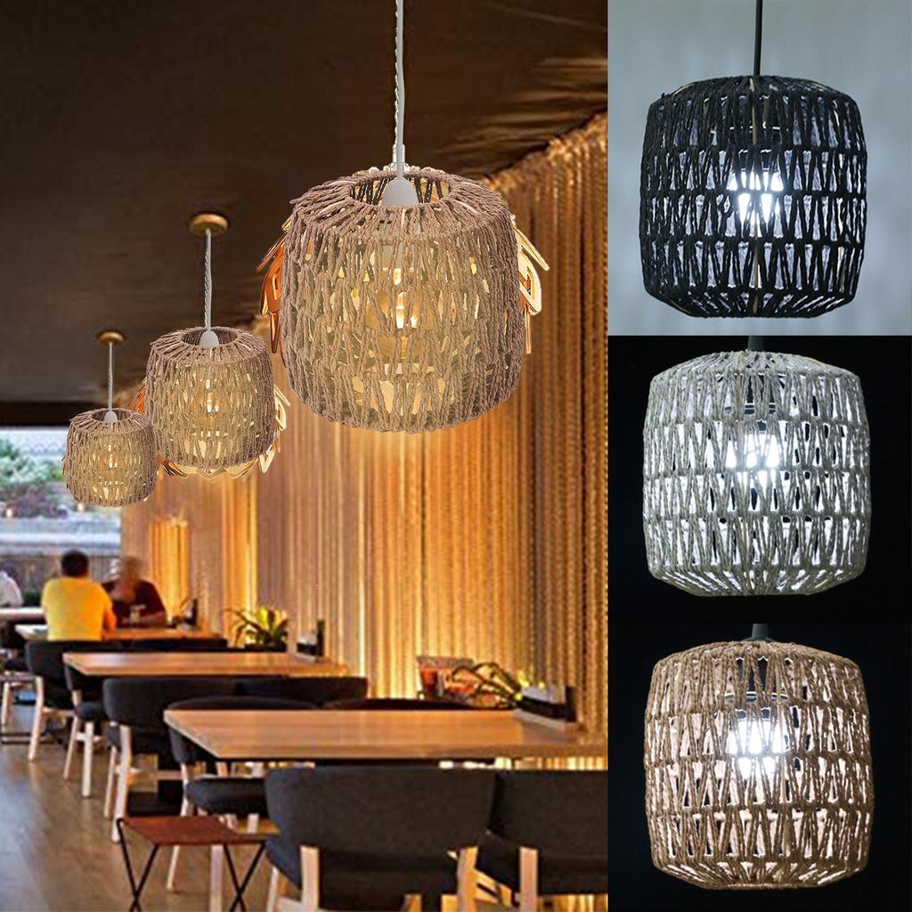 Lamp Shade Cover Light Woven Pendant Chandelier Rattan Ceiling Lampshade Shades Cage Weaving Rustic Replacement Farmhousewicker