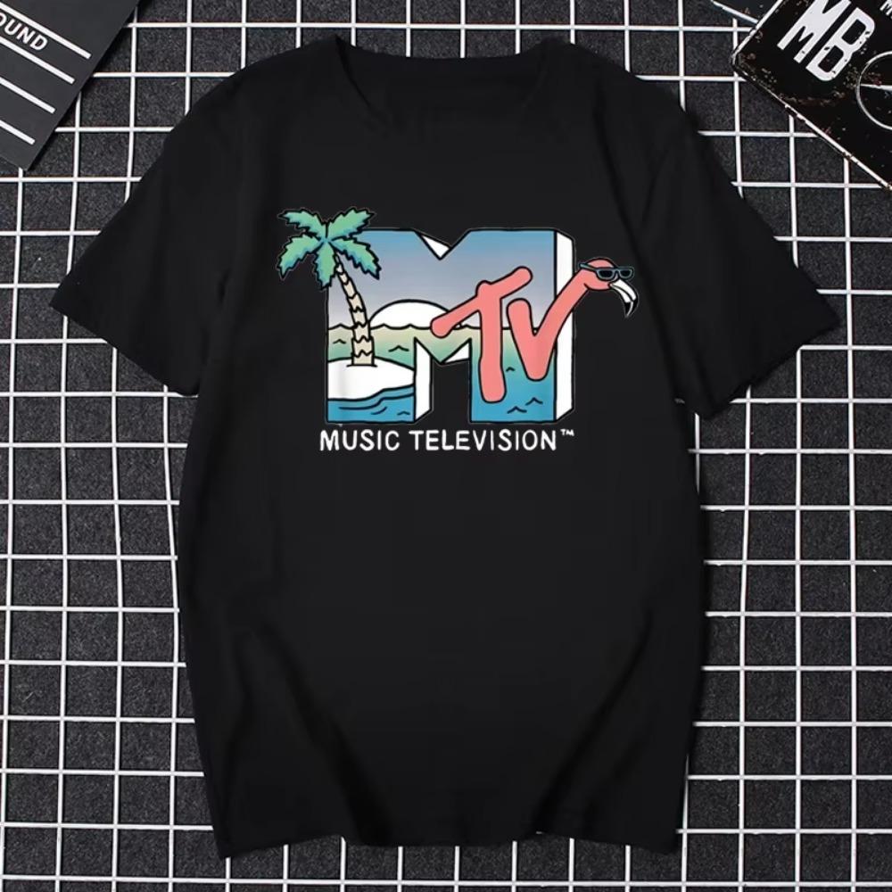 Herreklær Retro T-skjorte Vintage Rock Hip Hop TV T-skjorte Sommer Unisex Casual T-skjorte MTV Music Television Grafiske T-skjorter Tees