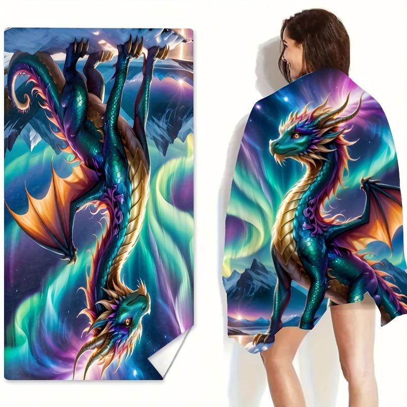 

Cartoon Colorful Dragon Pattern Beach Towel, Extra Large Soft for Vacation Swimming Beach Lovers W30*H60(CM)