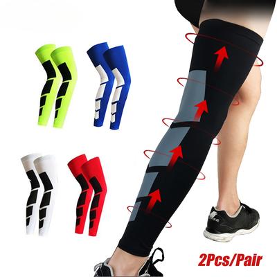 1Pair Sports Full Length Leg Compression Sleeves Basketball Knee Brace Protect Calf and Shin Splint Support for Men Women