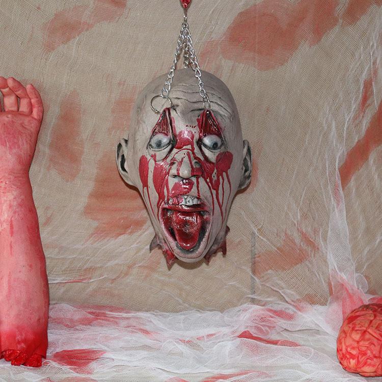House Haunted Latex Decapitated Skull Prop For Halloween Decorations Horror