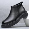 Autumn Winter New Leather Boots for Men Fashion Casual Anti-slip Cotton Shoes Male Black Designer Chelsea Ankle Boots Man