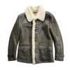 Casual Large Button Lapel Sheepskin Fur Integrated Leather Jacket Men's Push Crack Fur Jacket