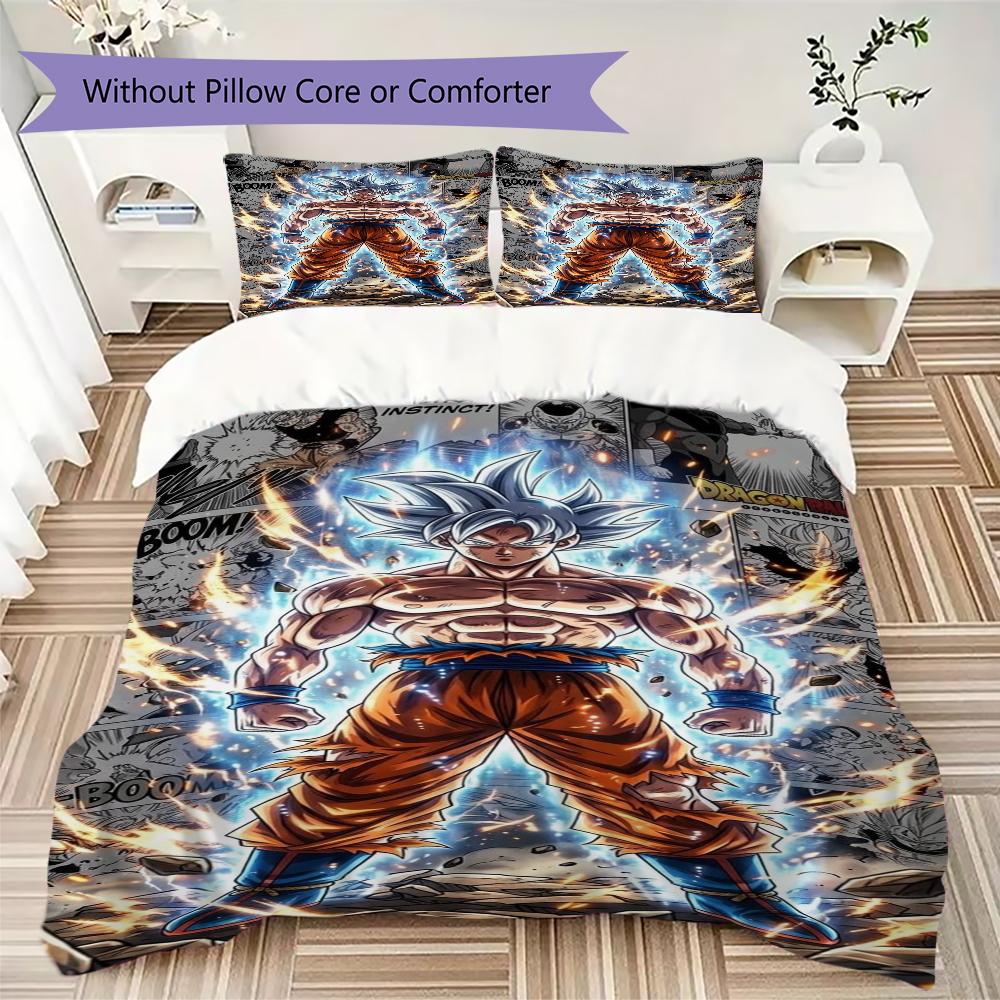 Goku Dragon Ball Threepiece Set 1 Duvet Cover 2 Pillowcase Without Core Without Core Bedding Set Soft And Comfortable