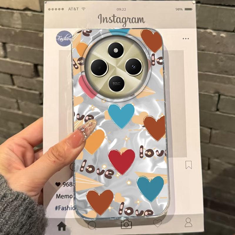 Cute Love Heart Bow Girls Water Texture Phone Case For Xiaomi Poco X3pro X5 M6 X6 X3 NFC M5s M6 Pro C75 C61 Fundas Cover