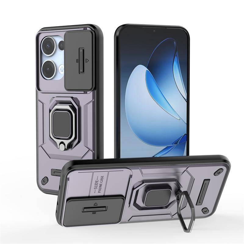 

For Reno 13 Case Cover OPPO Reno 13 Reno13 Capas Back Bumper Shockproof Camera Lens Protective Ring Holder For Fundas Reno 13 For Reno 13 фиолетовый