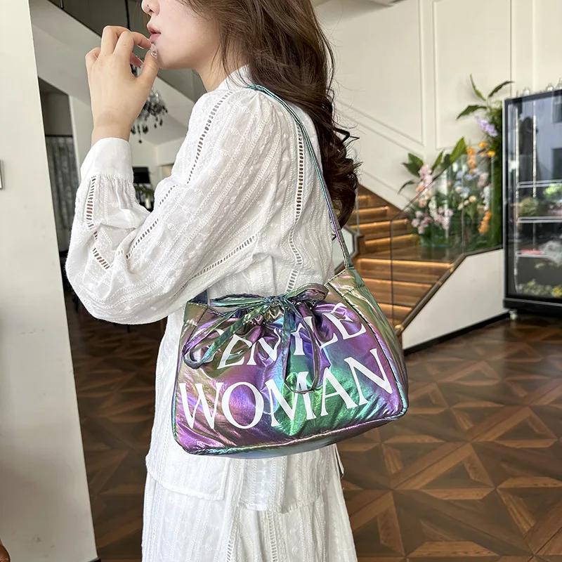 Stylish Dumpling Bag, Small Letter Underarm Bag, Super Light Shoulder Bag, Colorful Upgraded Bubble Cotton Crossbody Bag Purse