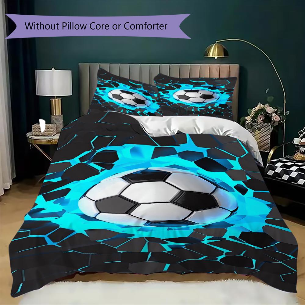 

1PC Soccer Football Theme Bedding Quilt Set Quilt Cover Pillowcase Home Decoration Birthday Gift (1 * duvet cover + 2 * pillowcase, without core)A1 135x200cm