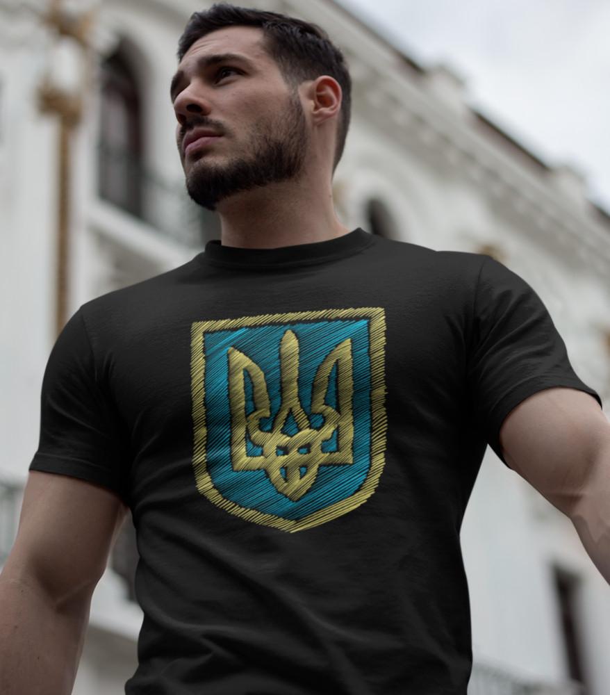 

Ukraine T-shirt Pride Ukraine Flag Hand Drawn Trident T shirt Ukrainian Shirt M