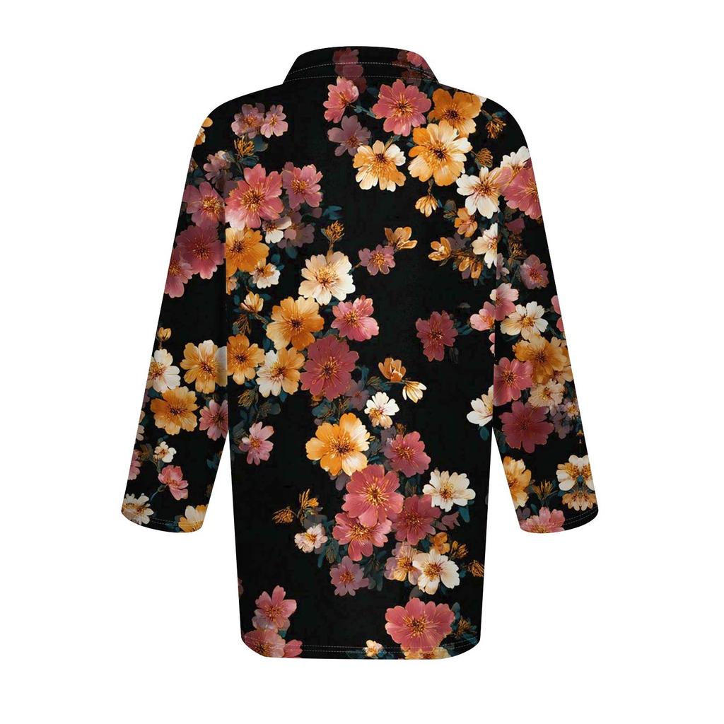Chemise imprimée à manches courtes et revers pour femmes, hauts boutonnés décontractés à la mode