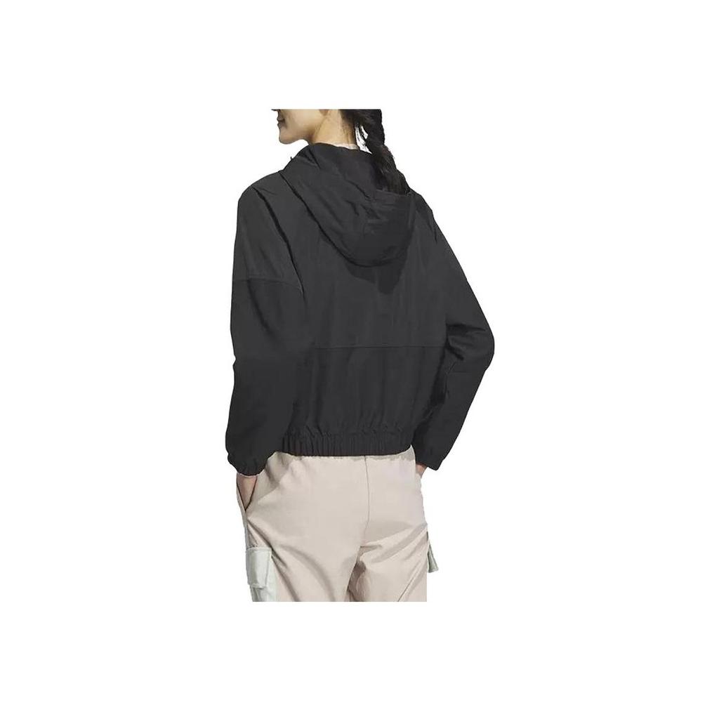 Adidas Neo Solid Color Zip Hooded Long Sleeve Jacket Women Jackets Black IK3432